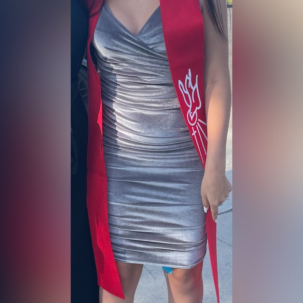 Macys Grey Velour MIDI Dress